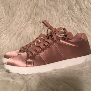 Pink silk like sneakers